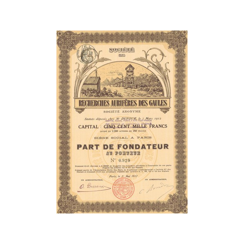 Sté de Recherches Aurifères des Gaules (PF) Jaune