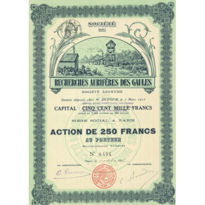 Sté de Recherches Aurifères des Gaules (Act 250F) Vert