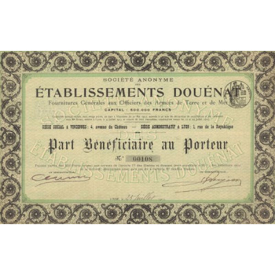 S.A des Ets Douénat - Fournitures Générales des Officiers des Armées de Terre et de Mer (PB) Vert