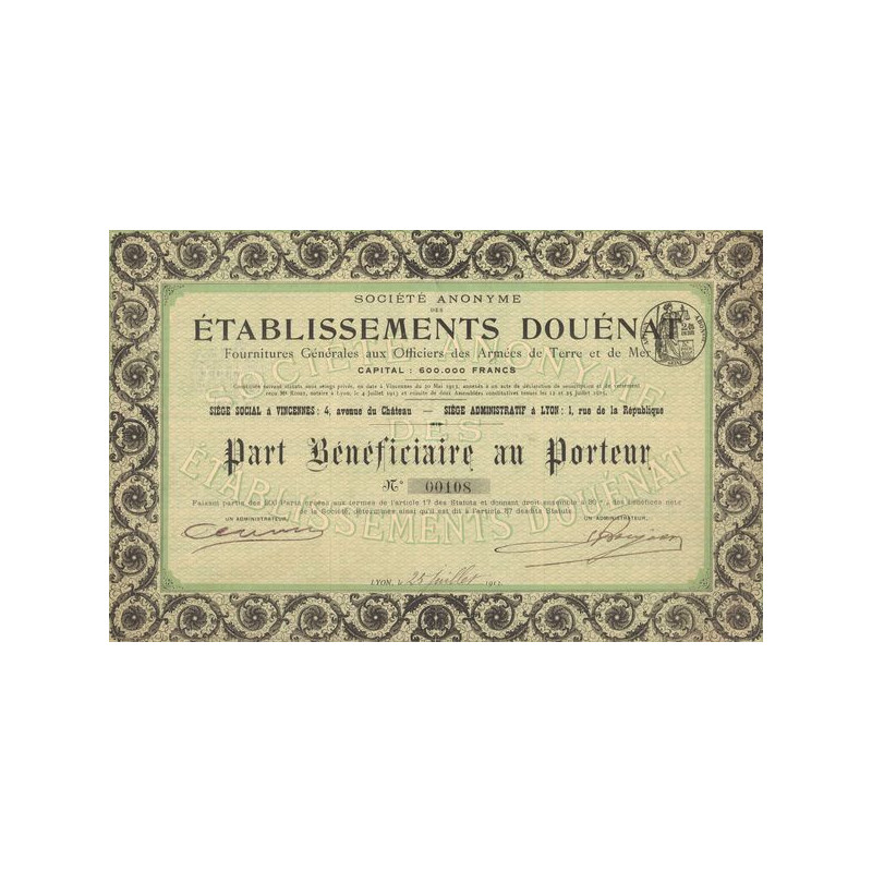 S.A des Ets Douénat - Fournitures Générales des Officiers des Armées de Terre et de Mer (PB) Vert
