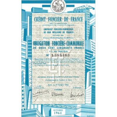 Crédit Foncier de France - Emprunt Foncier Communal de 600 Millions de Francs (Obl 250F) Bleu