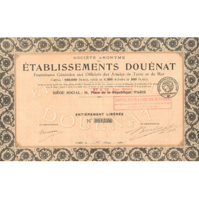 S.A des Ets Douénat - Fournitures Générales des Officiers des Armées de Terre et de Mer (Act 500F) Orange