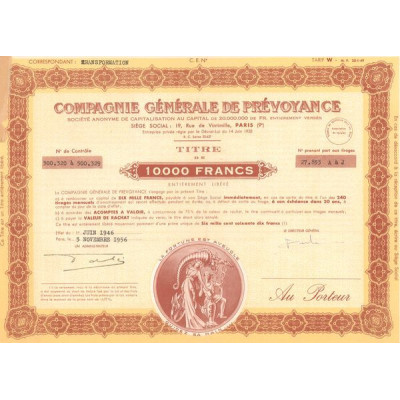 Cie Gale de Prévoyance (Titre de 10000F)
