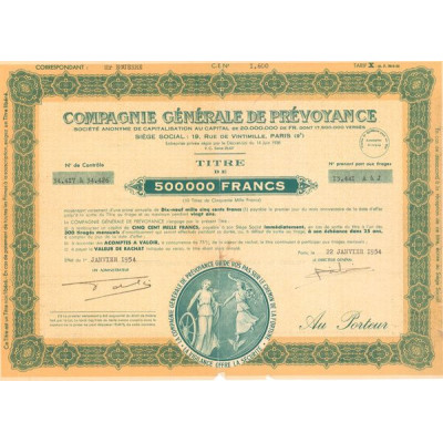Cie Gale de Prévoyance (Titre de 500 000F)