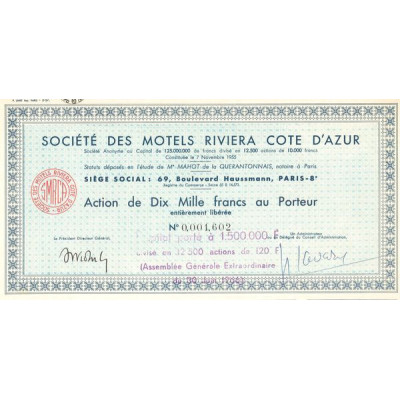 Sté des Motels Riviera Côte d'Azur (Act 10000F)