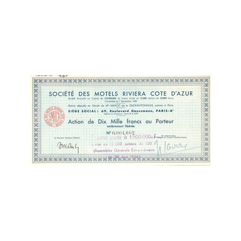 Sté des Motels Riviera Côte d'Azur (Act 10000F)