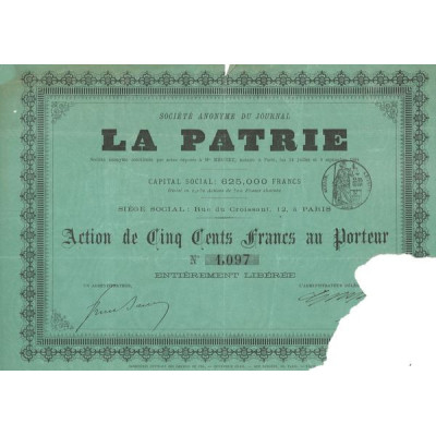 S.A du Journal La Patrie (Act 500F)
