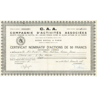 C.A.A. Cie d'Activités Associées (Certif Nomin)