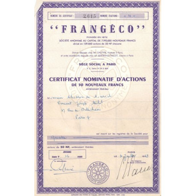 "Frangéco" (Certif Nomin 50F)