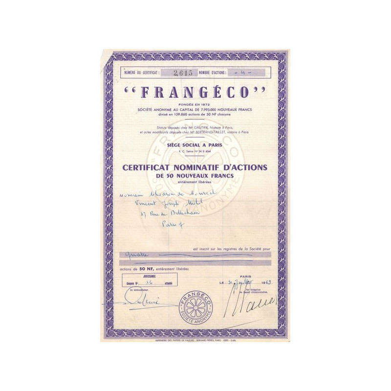 "Frangéco" (Certif Nomin 50F)