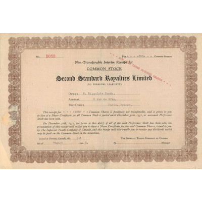 Second Standard Royalties Ltd (Certif Nomin)