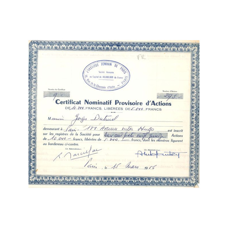 L'Institut Féminin de Paris (Certif Nomin)