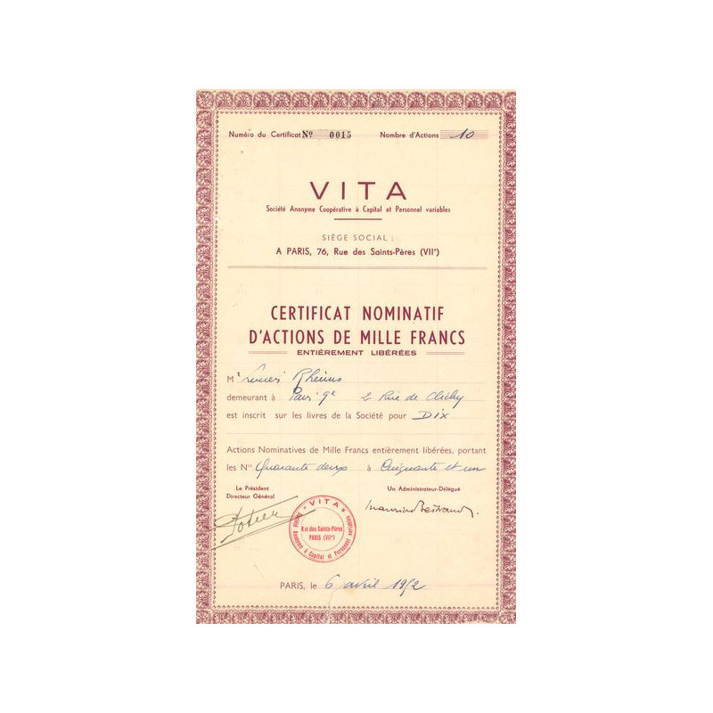 Vita (Certif Nomin)