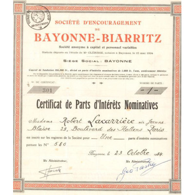 Sté d'Encouragement de Bayonne Biarritz (Certif Nomin)