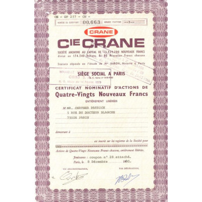 Cie Crane (Certif Nomin de 80NF)