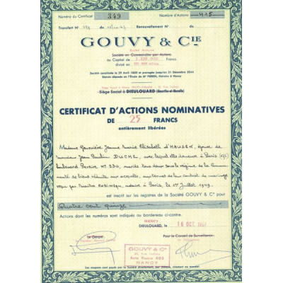 Gouvy & Cie (certif Nomin de 25F)