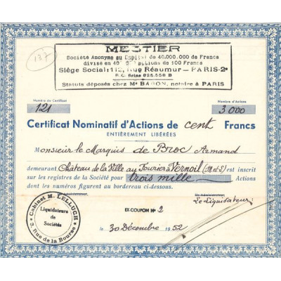 Mestier (Certif Nomin 100 F)