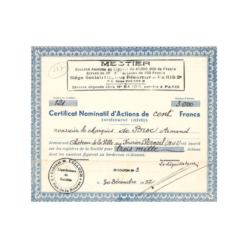 Mestier (Certif Nomin 100 F)