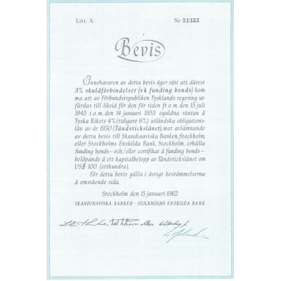 Bevis Stockholms Enskilada Bank (Dette 3% Obl de Financement)