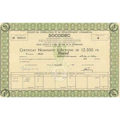 Sté de Corrélation et de Développement Commercial SOCODEC (CN Act 12500 F)