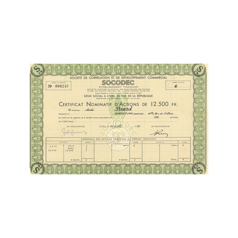 Sté de Corrélation et de Développement Commercial SOCODEC (CN Act 12500 F)