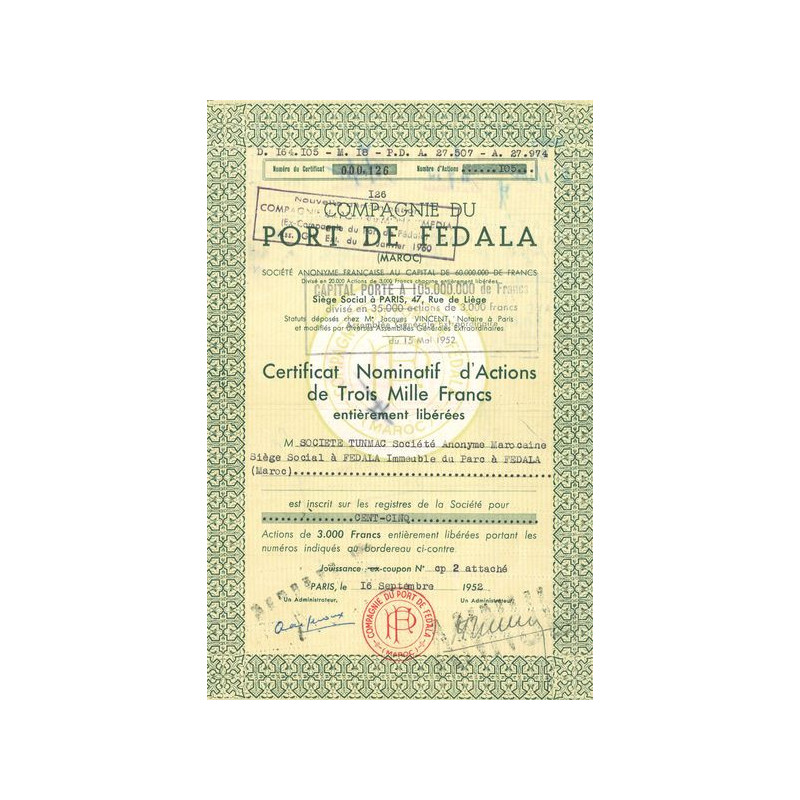 Cie du Port de Fedala (Maroc) (CN Act 3000 F)