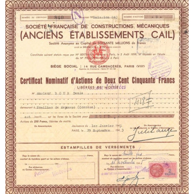 Sté Française de Constructions Mécaniques (Anciens Ets Cail) (CN Act 250F) 1943