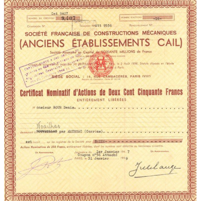 Sté Française de Constructions Mécaniques (Anciens Ets Cail) (CN Act 250F) 1949