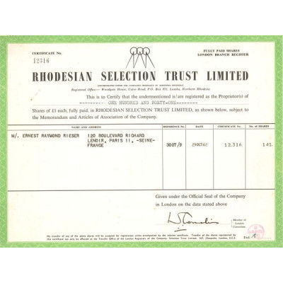 Rhodesian Selection Trust Ltd (CN 141 Act)