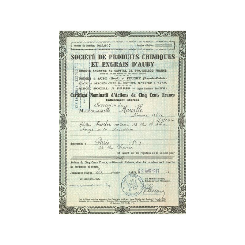 Sté de Produits Chimiques et d'Engrais d'Auby (CN Act 500 F)