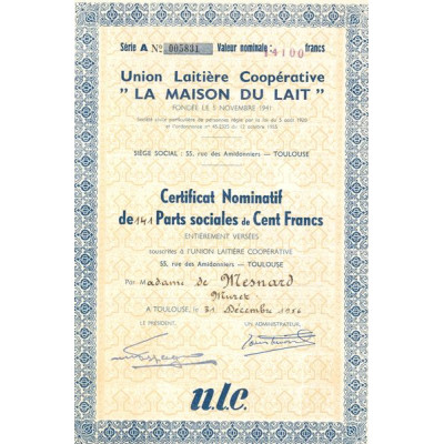 Union Laitière Coopérative "La Maison du Lait" (CN Act 100 F)