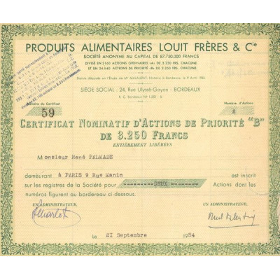 Produits Alimentaires Louit Frères & Cie (CN Act 3250 F)