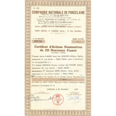 Cie Nationale de Porcelaine (CN Act 120NF)