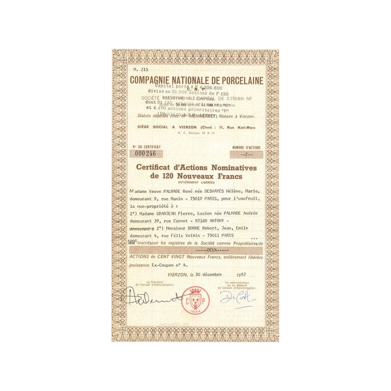 Cie Nationale de Porcelaine (CN Act 120NF)