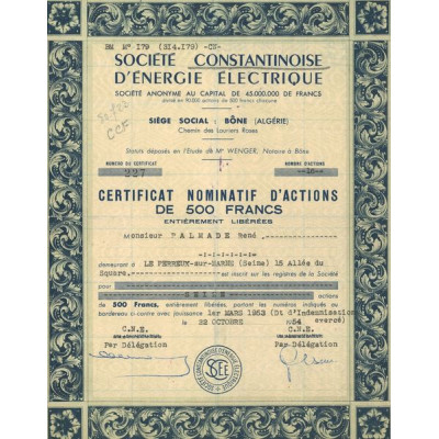 Sté Constantinoise d'Energie Electrique (CN Act 500 F)
