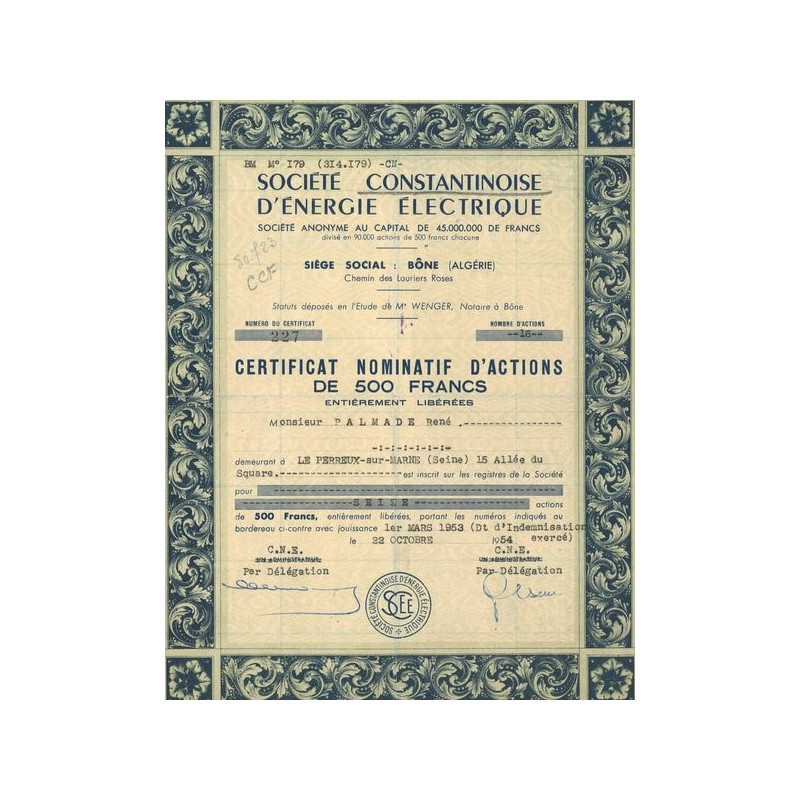 Sté Constantinoise d'Energie Electrique (CN Act 500 F)