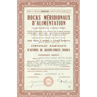 Docks Méridionaux d'Alimentation - Ets Ayrivié Frères (CN Act 420F)