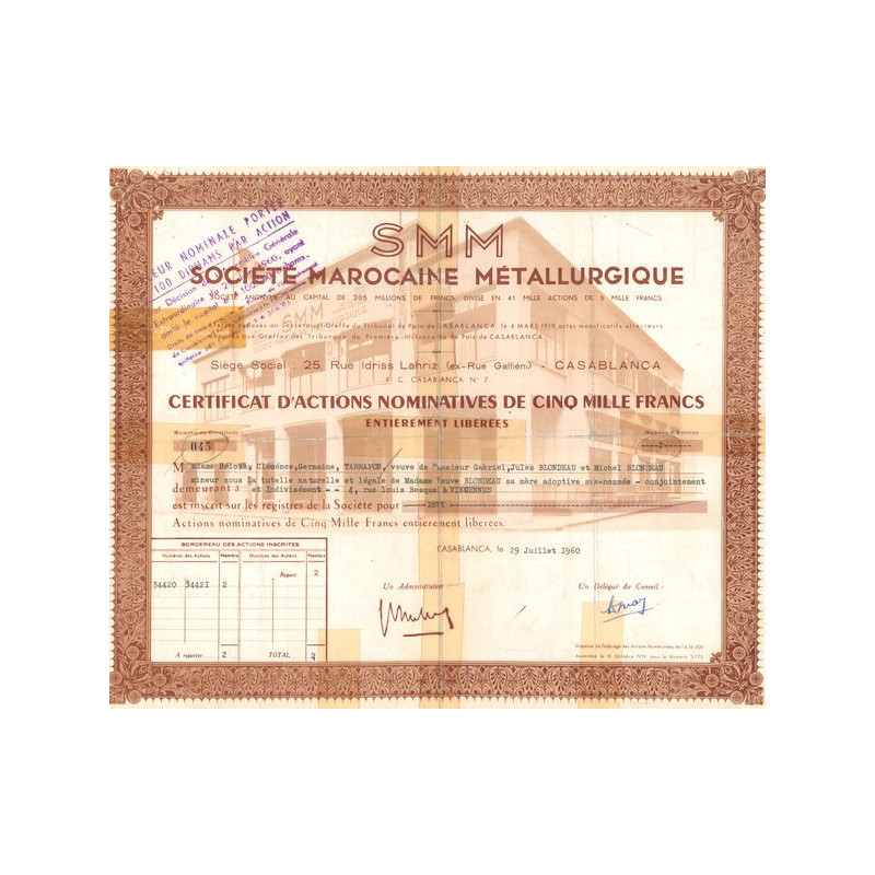 SMM Sté Marocaine Métallurgique (CN Act 5000F)