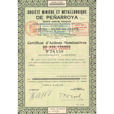 Sté Minière et Métallurgique de Penarroya (CN Act 2500 F)