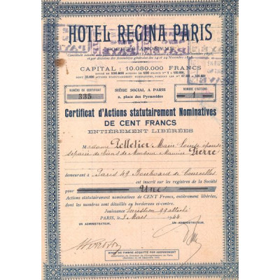 Hôtel Regina Paris (CN Act 100 F)