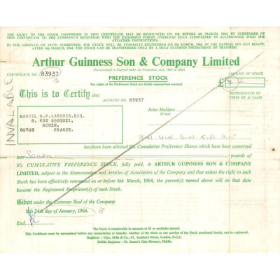 Arthur Guinness Son & Cy Ltd (Titre 01 Act 7£)