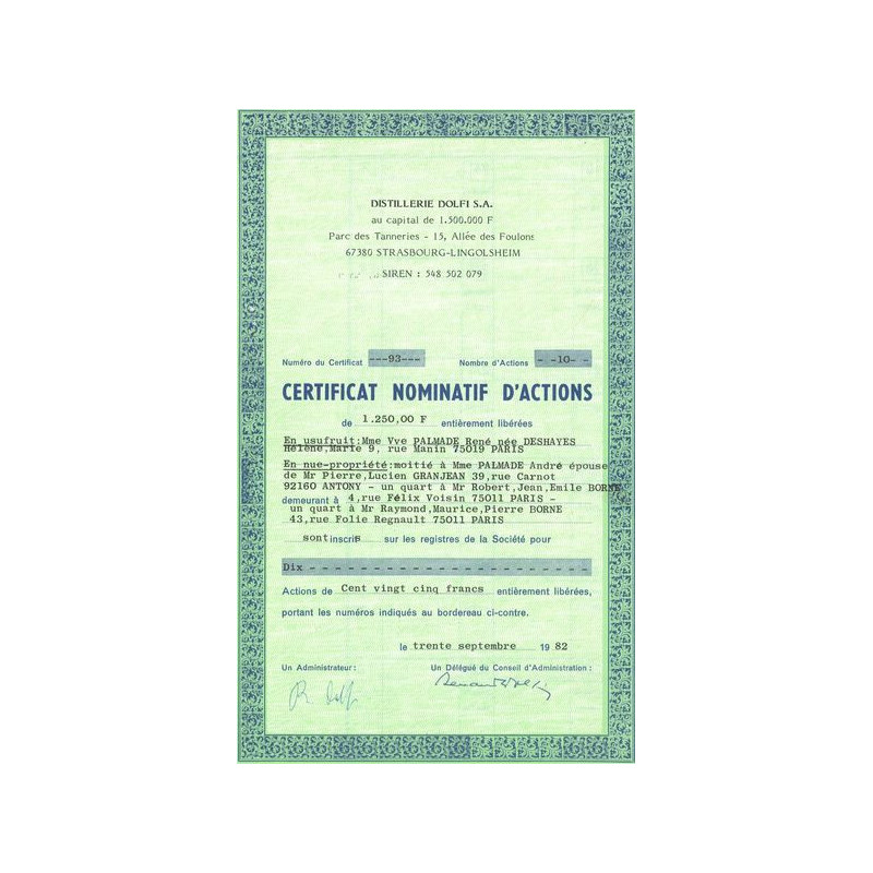 Distilleries Dolfi S.A (CN Act 1250F)