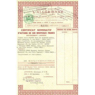 Sté Nouvelle l'Algérienne (CN Act 500 NF)
