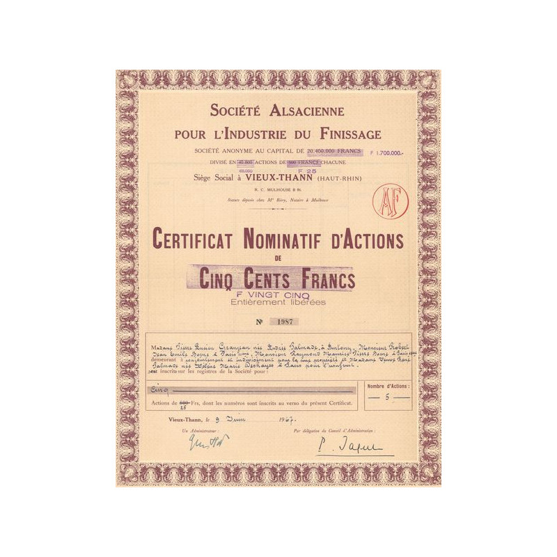 Sté Alsacienne pour l'Industrie du Finissage (CN Act 500 F)