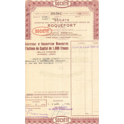 S.A des Caves et des Producteurs Réunis de Roquefort (CN Act 1000 F)