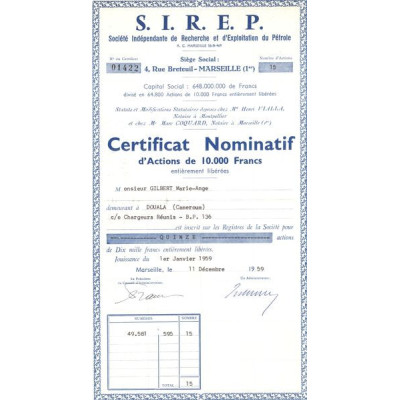 S.I.R.E.P. Sté Indépendante de Recherche et d'Exploitation du Pétrole (CN Act 10000F)
