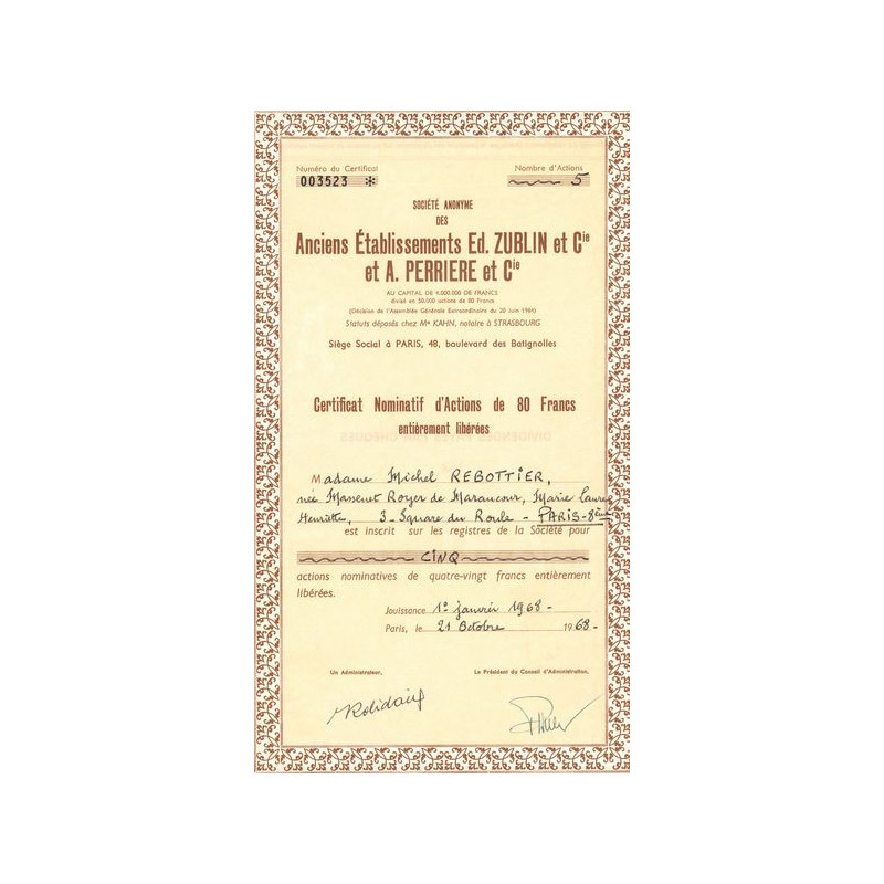 S.A des Anciens Etablissements Ed. Zublin et Cie et A. Perriere et Cie (CN Act 80F)