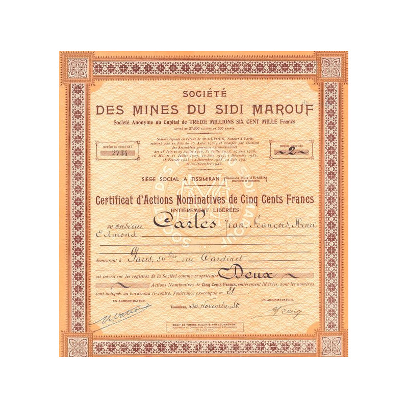 Sté des Mines du Sidi Marouf (CN Act 500F)(Modele 2)