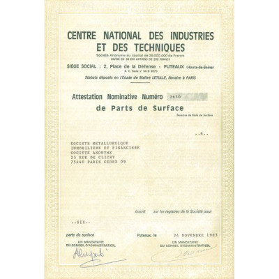 Centre National des Industries et des Techniques (Attestation Nomin)