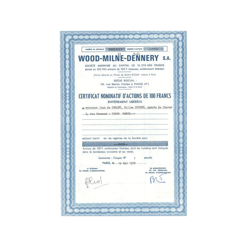 Wood-Milne-Dennery (CN Act 100F)